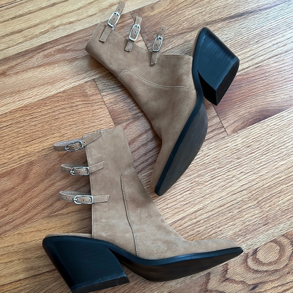 Brown suede western Topshop cutout boots